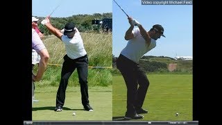 Jon Rahm golf swing  Long Iron faceon amp downtheline July 2017 [upl. by Lyndon]