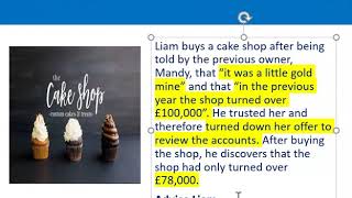 How to apply misrepresentation Liam cupcake scenario [upl. by Bandur]