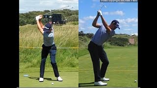 Justin Thomas golf swing  Long Iron faceon amp downtheline July 2017 [upl. by Adnih83]