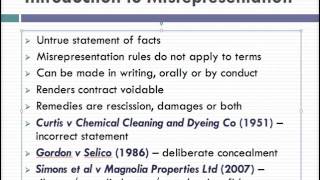 Misrepresentation Lecture 1 of 4 [upl. by Lepine]